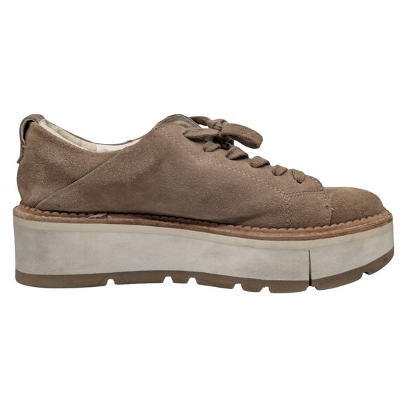 Dolce Vita Suede Toyah Platform Sneakers Womens Tan Brown Lace Up Shoes Size 8 - Picture 3 of 14